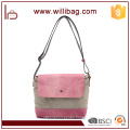 China Factories Sale Fashion Genuine Leather Canvas Woman Shoulder Bags